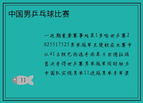 中国男乒乓球比赛